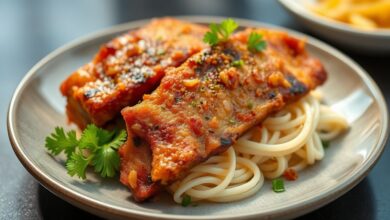 Pedaços dourados e crocantes de toucinho frito servidos em petisqueira de barro, com limão e molho de pimenta ao lado