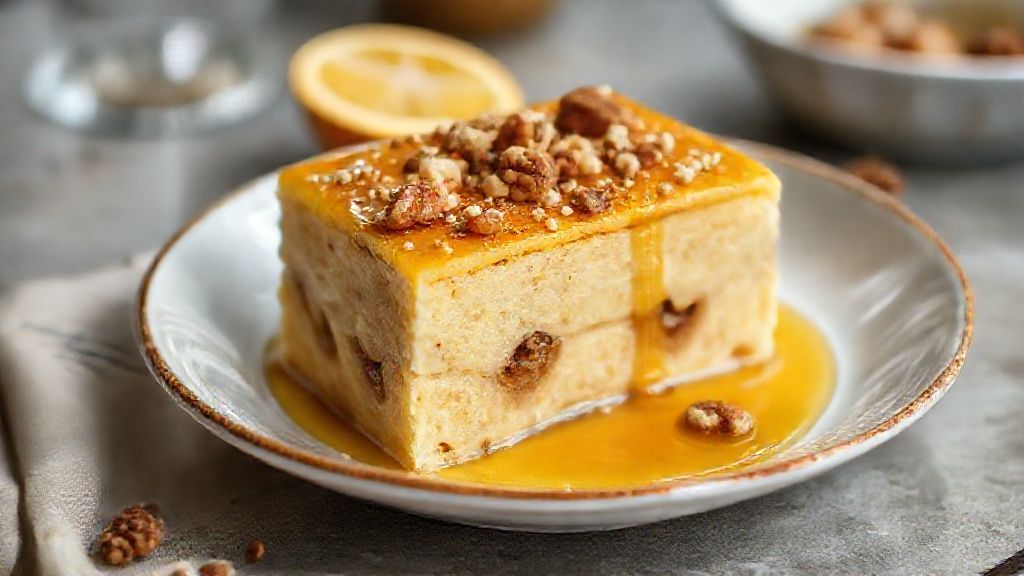 Ataif árabe tradicional recheado com nozes e regado com calda de flor de laranjeira, sobremesa típica do Oriente Médio