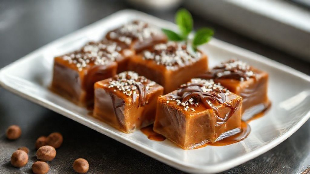 Prato com balas de café tradicional embrulhadas artesanalmente, brilho intenso e cor caramelo