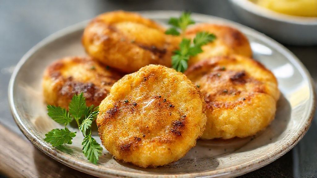 Bolinhos de água dourados e crocantes servidos em prato rústico, perfeitos para café da tarde