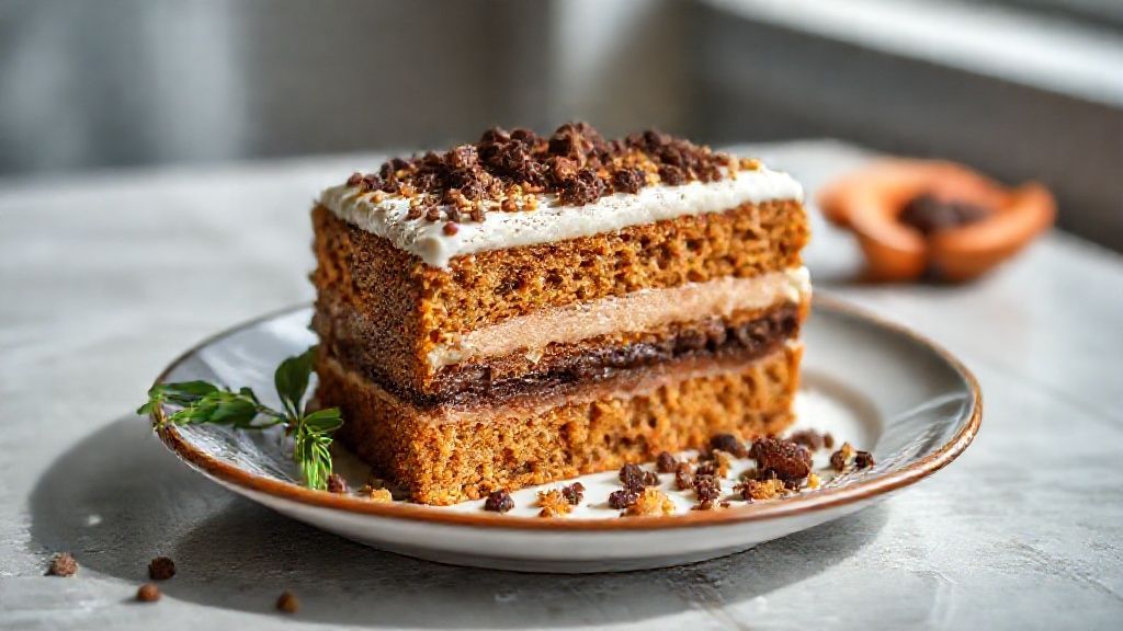 Bolo de cenoura com brigadeiro cremoso, decorado e bem fofinho, servido em prato branco