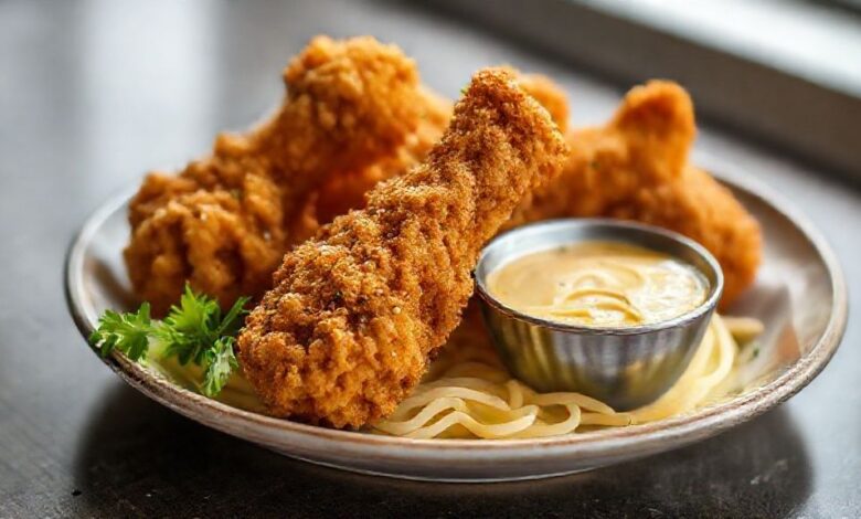 Coxinhas da asa douradas e crocantes servidas em prato com molhos e limão, prontas para petiscar