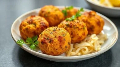 Coxinhas fit douradas e crocantes servidas em prato rústico com folhas verdes, aspecto leve e apetitoso