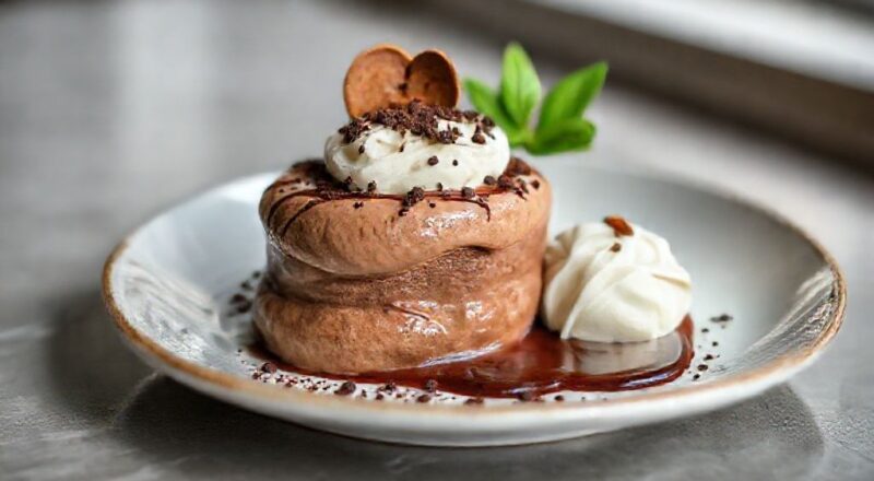 Taça de creme Bariloche cremoso com chantilly e raspas de chocolate, sobremesa elegante e aveludada