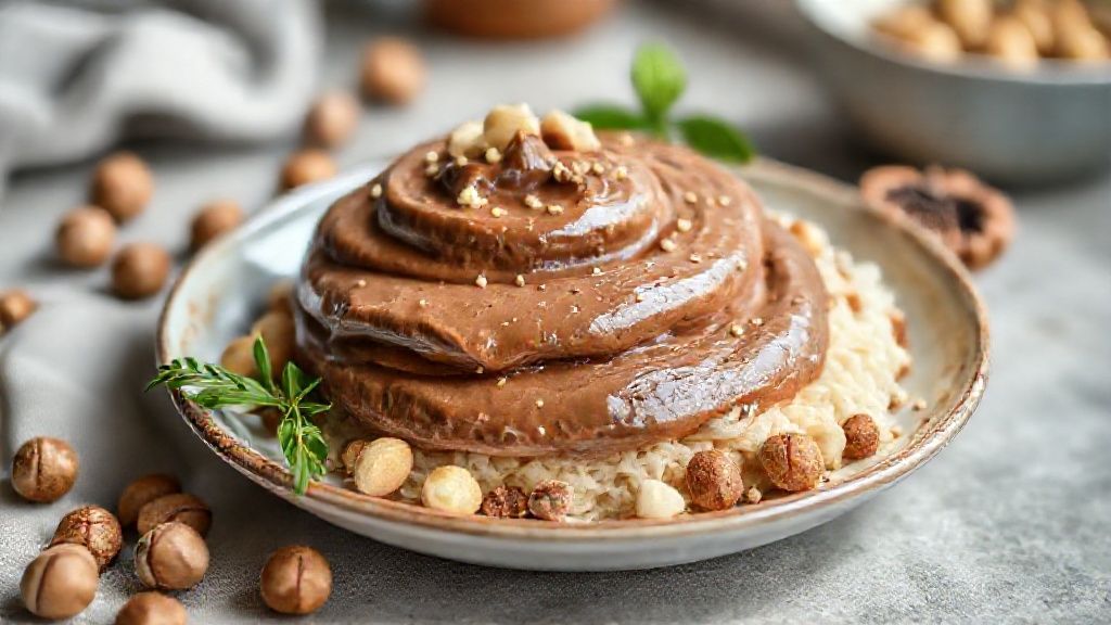 Creme de avelã caseiro cremoso em pote de vidro, pronto para servir, com textura suave e brilho apetitoso