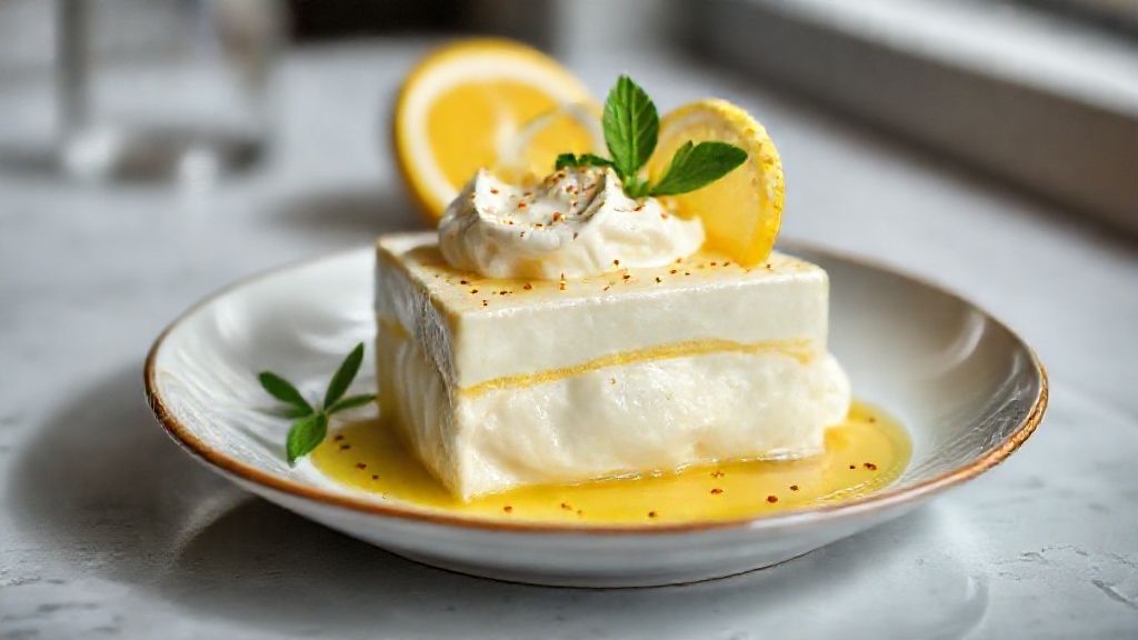 Cremosão de limão cremoso servido em taças, decorado com raspas de limão e hortelã