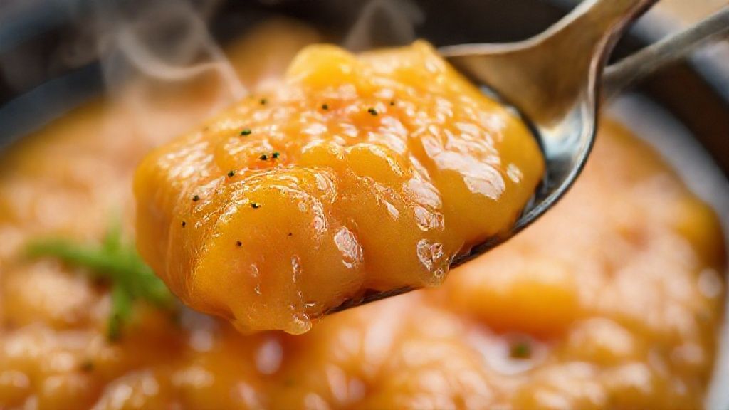 Close-up da farofa pronta, destacando a textura dourada e os pedaços de ova