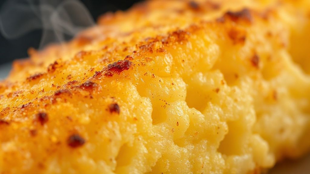 Close-up mostrando a textura crocante e dourada dos pedaços de mandioca prontos