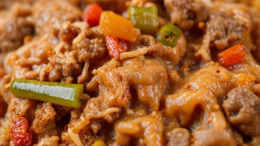 Close-up do bobó de carne seca mostrando a textura cremosa e os pedaços de carne envolvidos no creme.