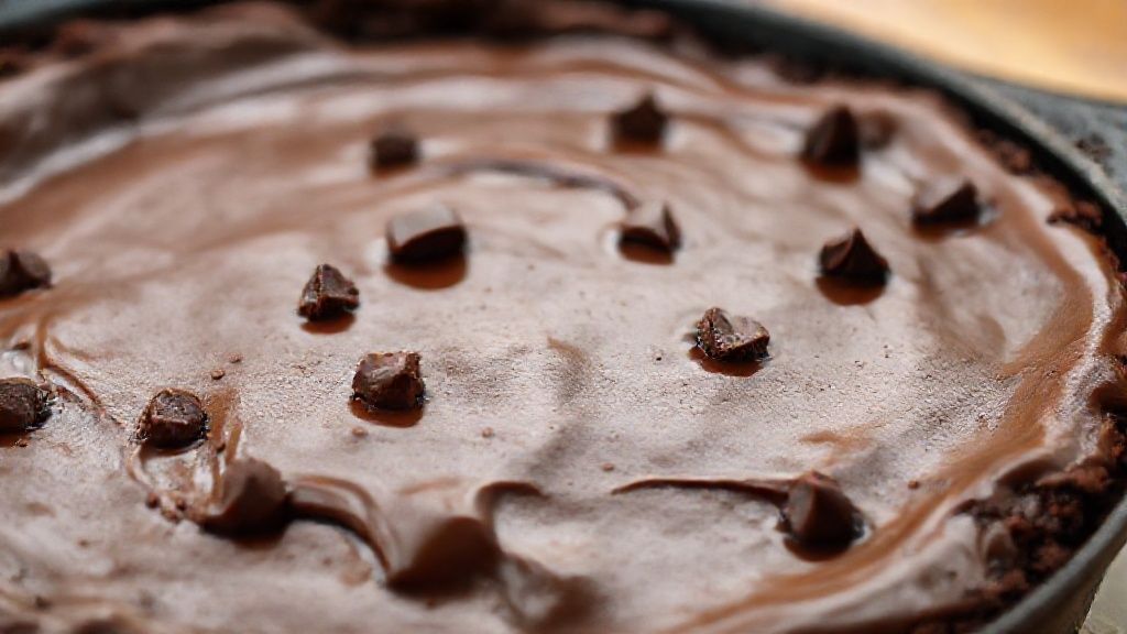 Close-up do bolo pronto, destacando a textura e os detalhes da cobertura cremosa