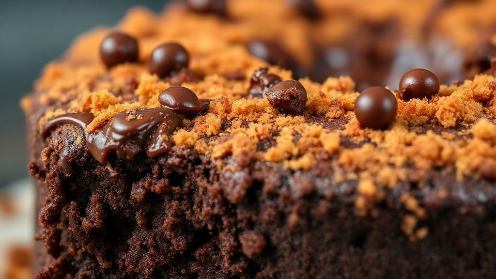 Close-up de uma fatia do bolo mostrando a textura úmida e os pedaços de banana e chocolate derretido.