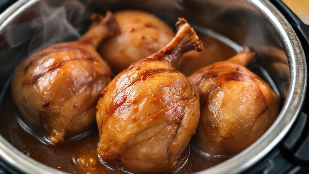 Close-up do coração de frango pronto com molho espesso e textura macia