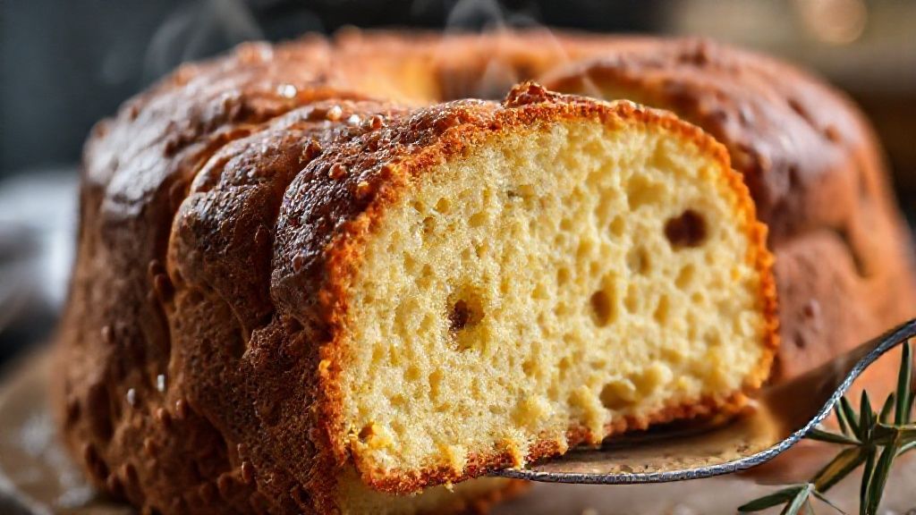 Close-up mostrando o interior macio e recheado do panetone artesanal pronto.