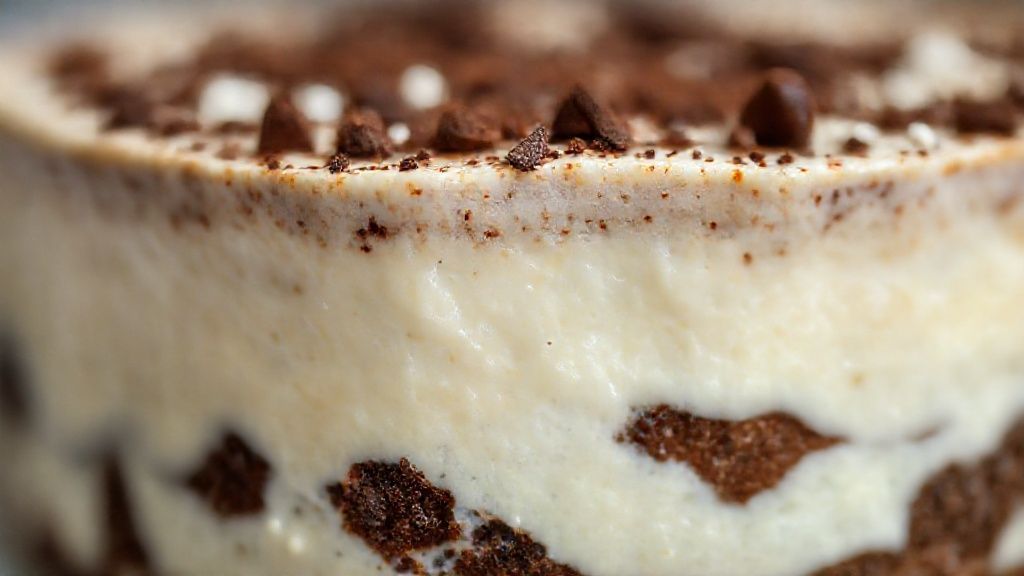 Close-up do pudim prestígio gelado fatiado, mostrando camadas contrastantes e textura cremosa