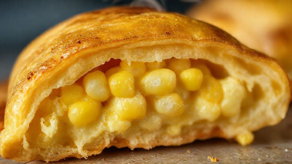 Close-up do prato pronto, destacando a textura e os detalhes do recheio