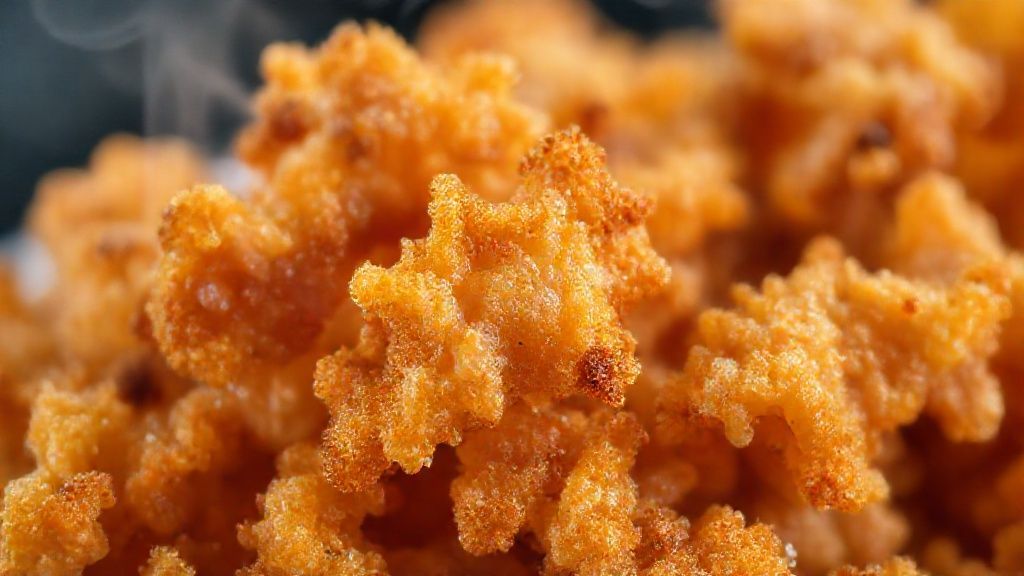 Close-up do torresmo mostrando a pele pururucada e textura crocante