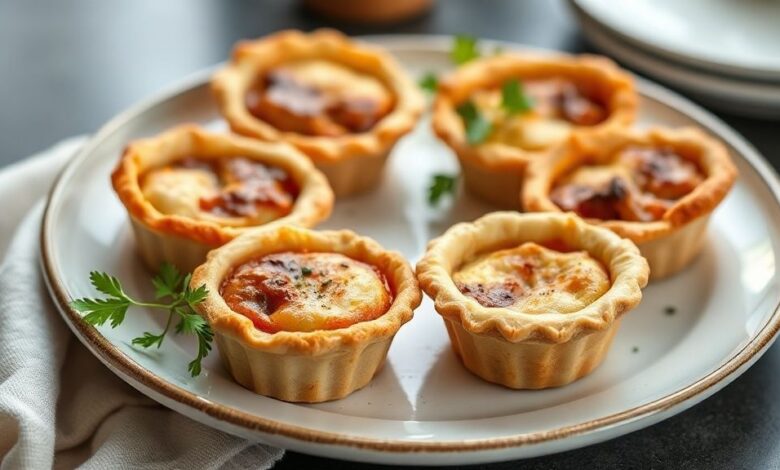 Empadinhas douradas e crocantes recém-saídas do forno, com recheio cremoso e visual caseiro irresistível