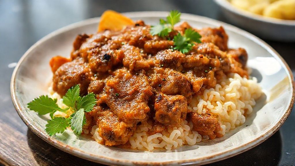 Farofa úmida dourada e soltinha, servida em tigela rústica e decorada com salsinha