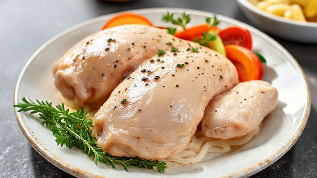 Prato de frango descongelado e temperado pronto para preparo, ilustrando quanto tempo o frango pode ficar na geladeira descongelado