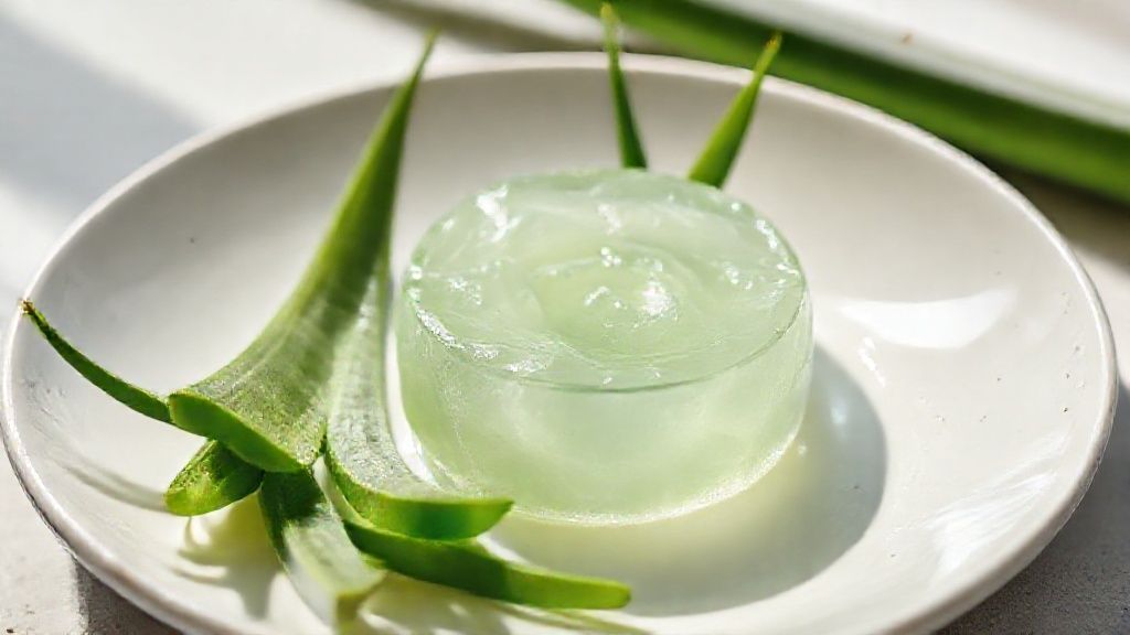 Gel de babosa limpo e pronto para consumo, mostrando o brilho translúcido e textura natural da aloe vera preparada corretamente