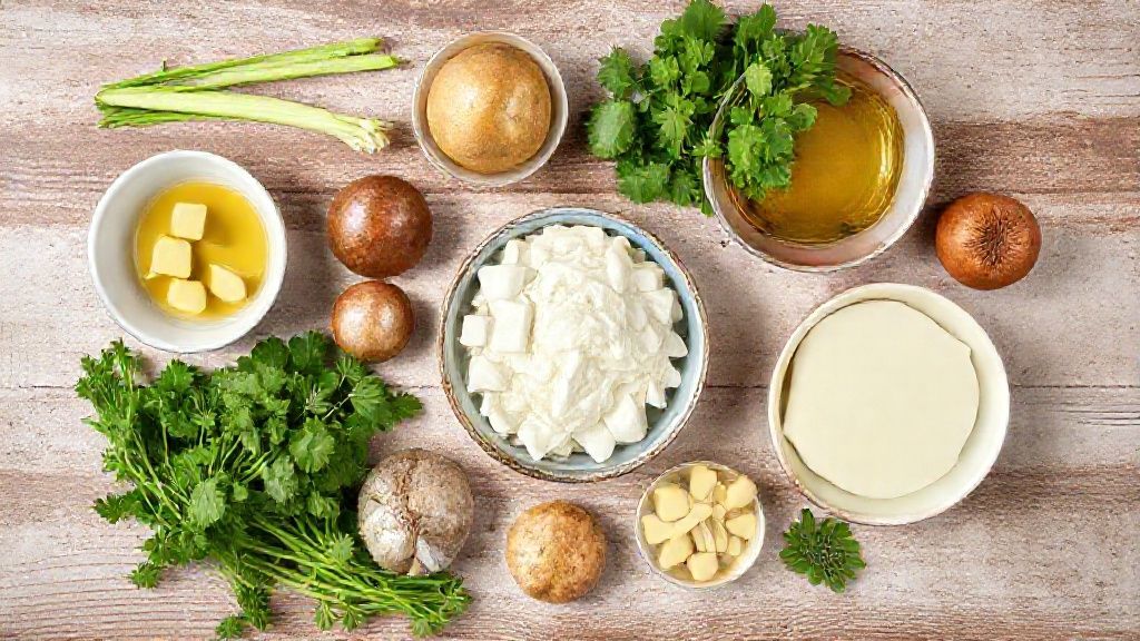 Visão de cima com batatas-doces cruas, sal e água organizados sobre uma bancada rústica