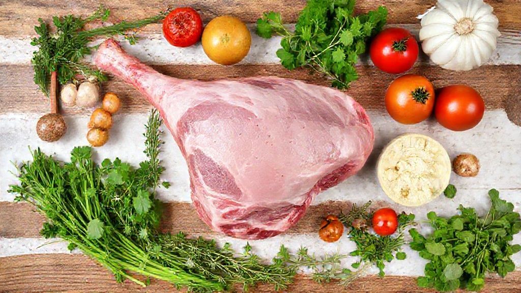 Visão de cima com os ingredientes da receita organizados em uma bancada