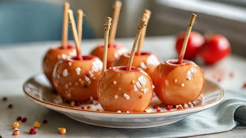 Maçãs do amor com calda brilhante e vermelha pronta, mostrando resultado perfeito após recuperar calda endurecida