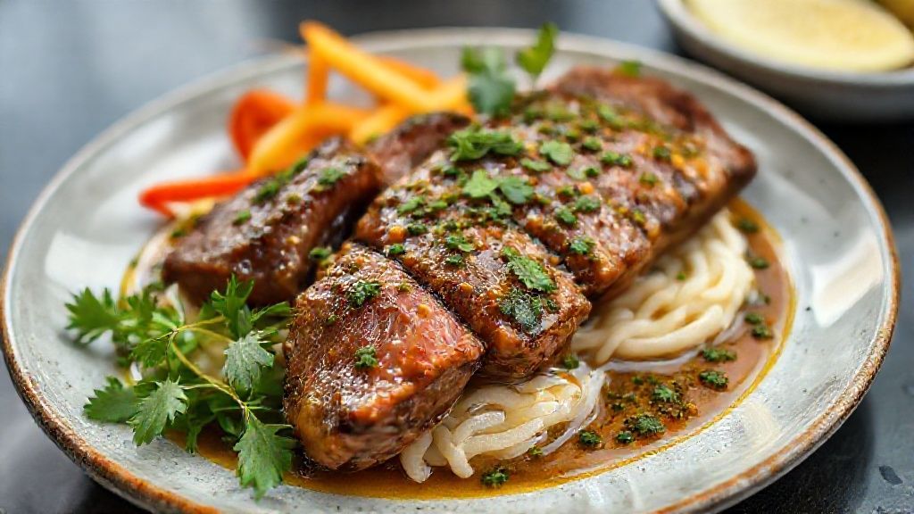 Molho chimichurri argentino servido em tigela rústica com ervas frescas e azeite