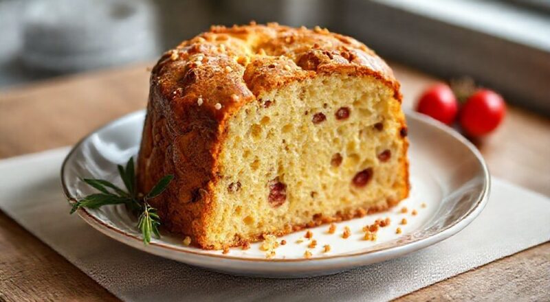 Panetone dourado, macio e bem assado, com frutas cristalizadas e aroma natalino.