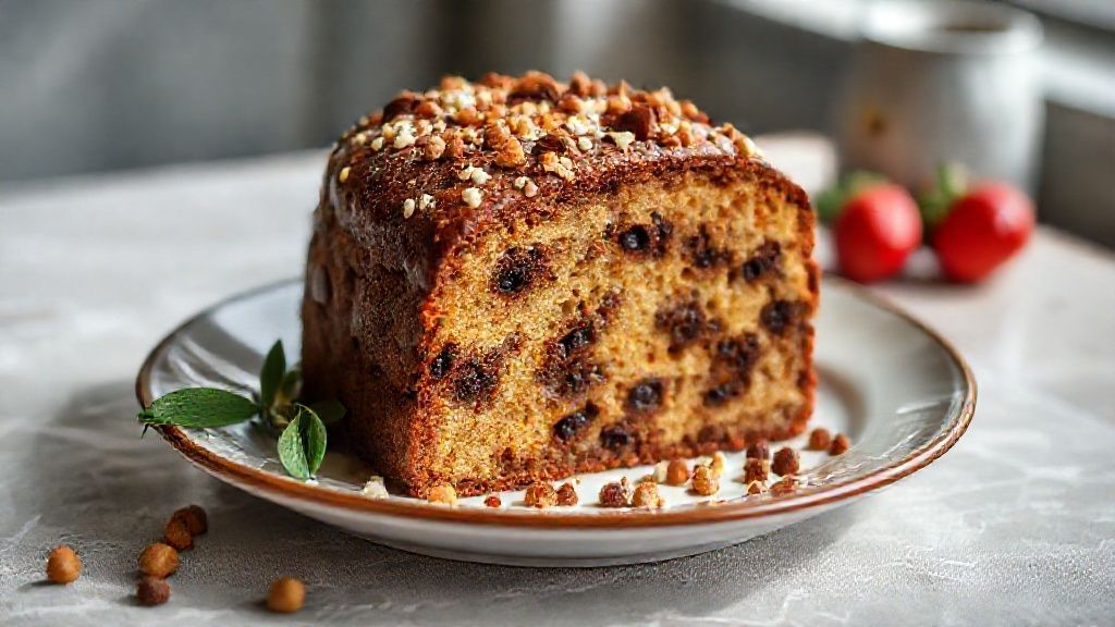 Panetone de brownie decorado com chocolate derretido e recheio úmido de brownie no centro
