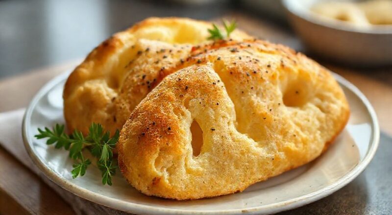 Pão caseiro perfeito, dourado, macio por dentro e crocante por fora, recém-saído da airfryer