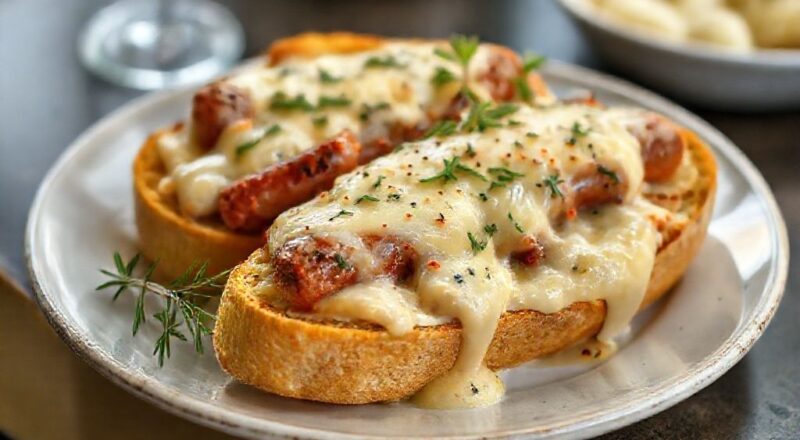 Pães dourados e recheados com creme de alho e calabresa, com queijo derretido e crosta crocante dourada