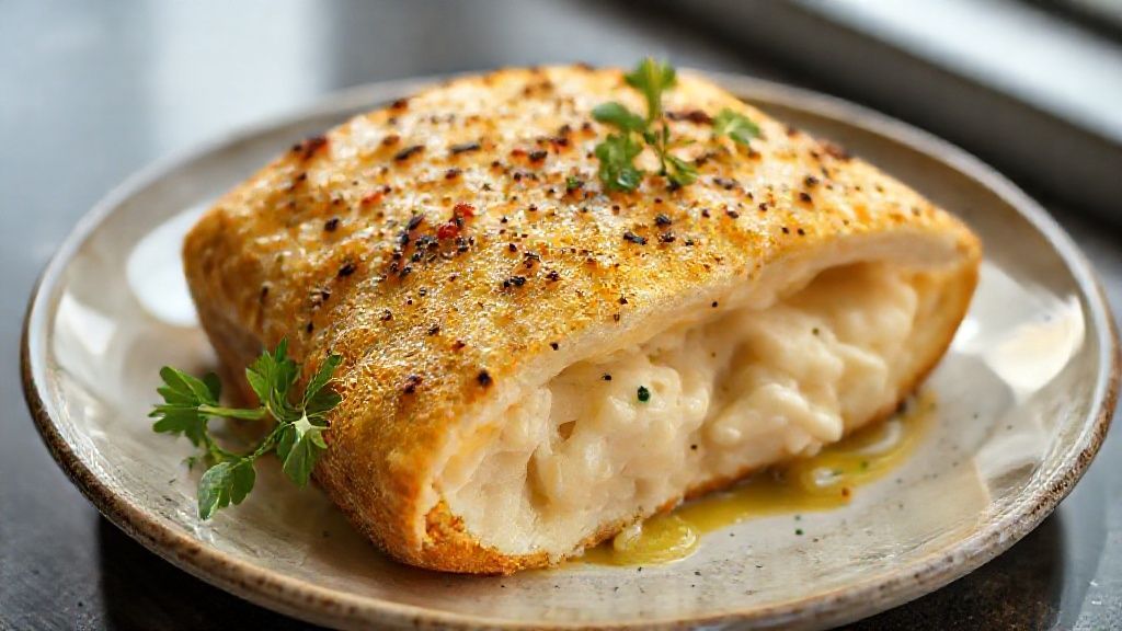 Pão de queijo com polvilho azedo dourado e crocante sobre cesta de palha, pronto para servir no café da manhã.