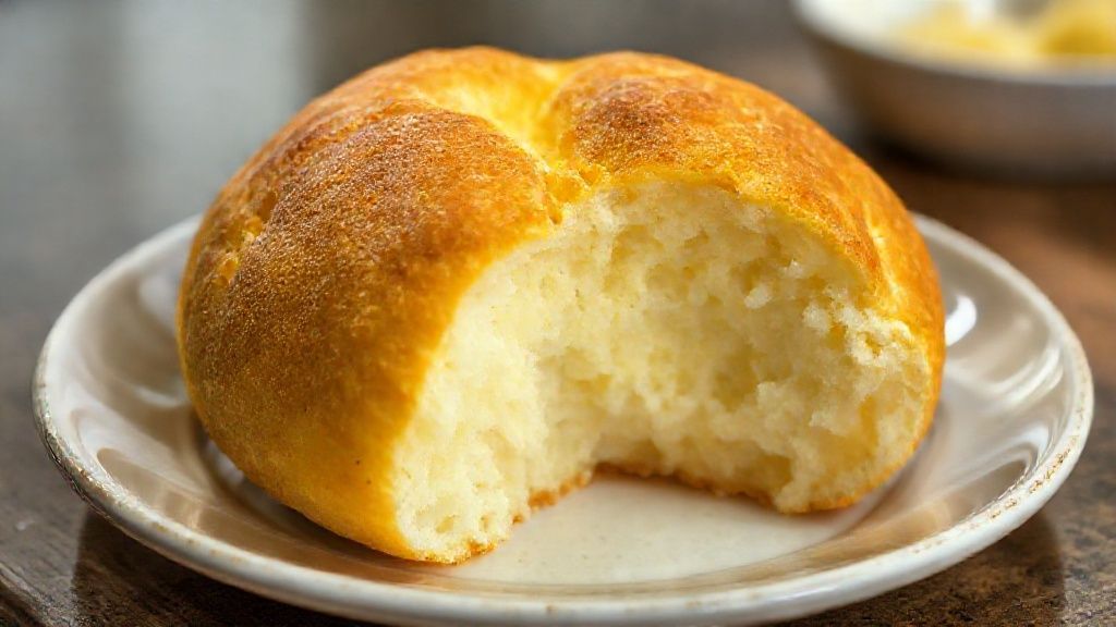 Pão de queijo fofinho dourado e crocante por fora, servido em cesta de palha com café quente ao fundo