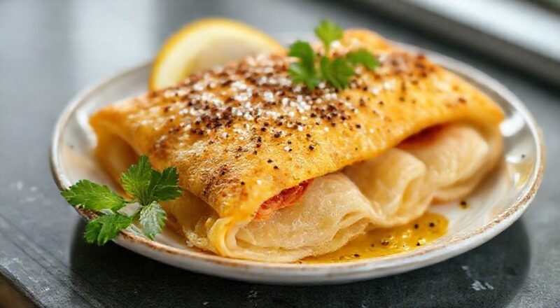 Pastéis dourados, crocantes e bem fechados servidos em prato com guardanapo rústico