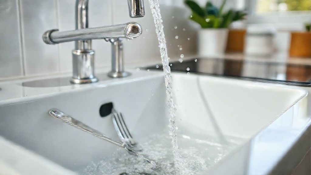 Close-up da pia limpa e utensílios secos, exibindo o resultado final da rotina.