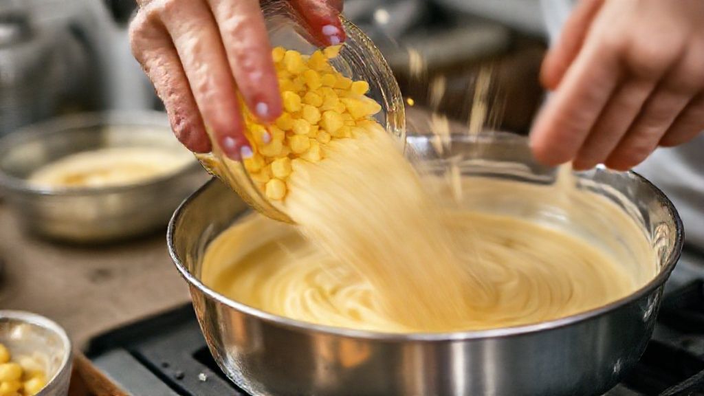 Mãos em ação durante um passo crucial do modo de preparo da receita