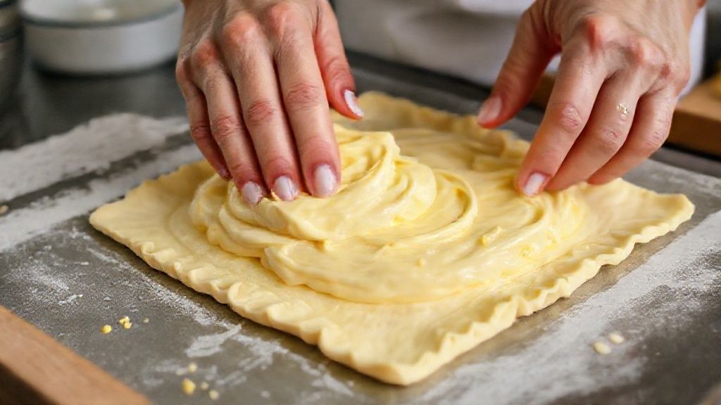Mãos em ação durante um passo crucial do modo de preparo da receita