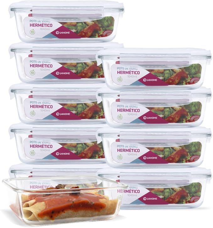 Potes herméticos grandes de vidro 1040ml U4HOME