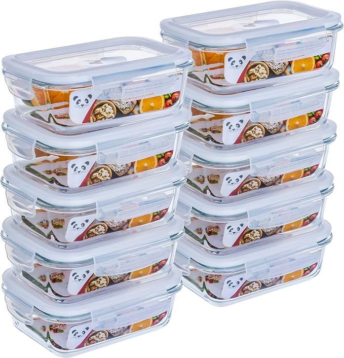 Kit de potes herméticos de vidro Gato Panda 640ml