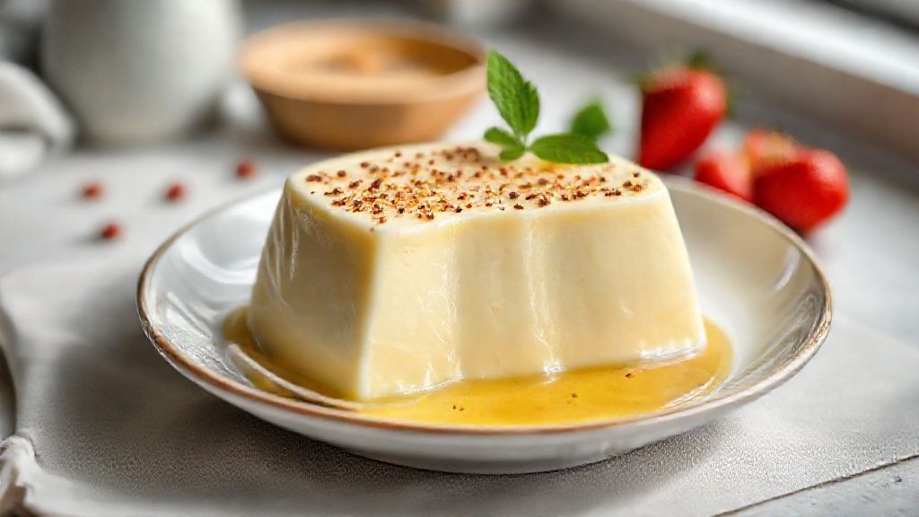 Pudim de leite condensado sem forno pronto, com calda dourada e textura cremosa