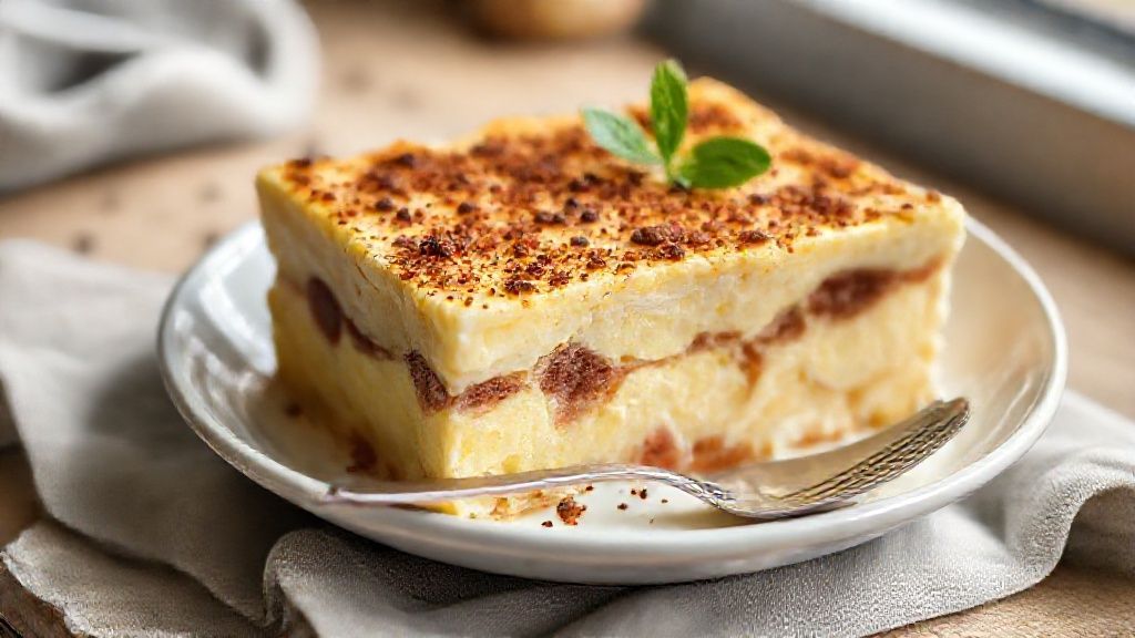 Pudim de travessa sem forno e ovos com calda dourada e textura cremosa servido em travessa de vidro