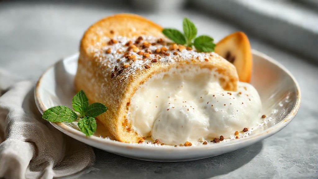 Recheio cremoso de leite ninho pronto em tigela branca, textura suave e consistente, ideal para bolos e sobremesas