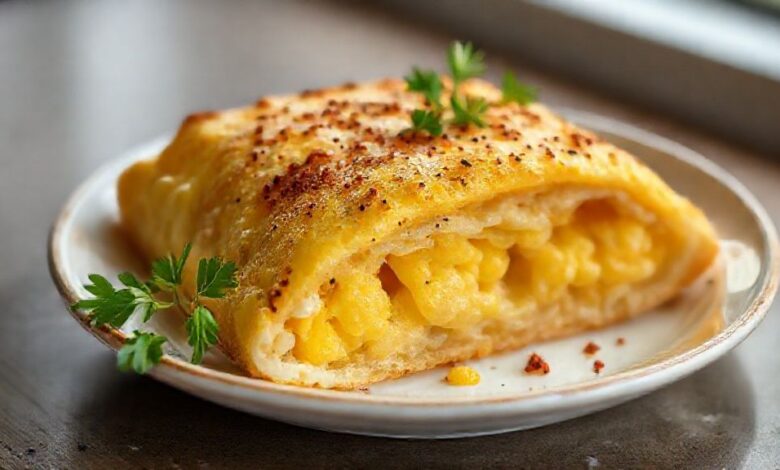 Salgados assados de milho dourados e cremosos, dispostos em prato rústico prontos para servir