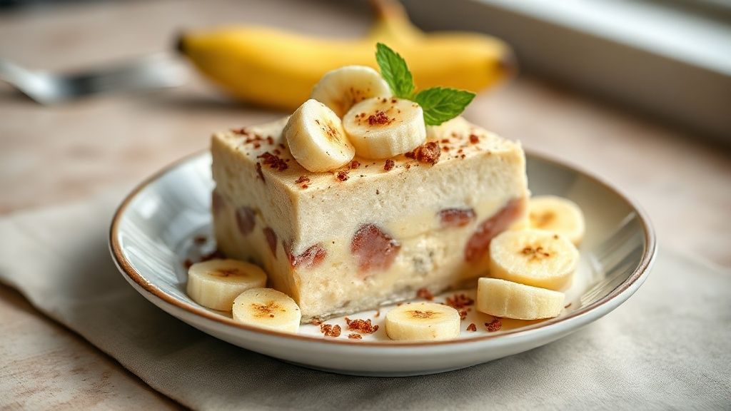 Sobremesa econômica de banana cremosa com doce de leite e chantininho, servida gelada em taça elegante