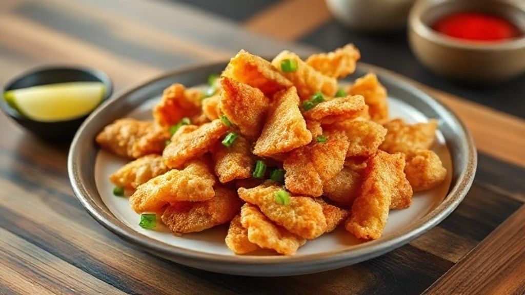Torresmo dourado e crocante feito a partir de 1 kg de toucinho, mostrando o quanto rende o preparo