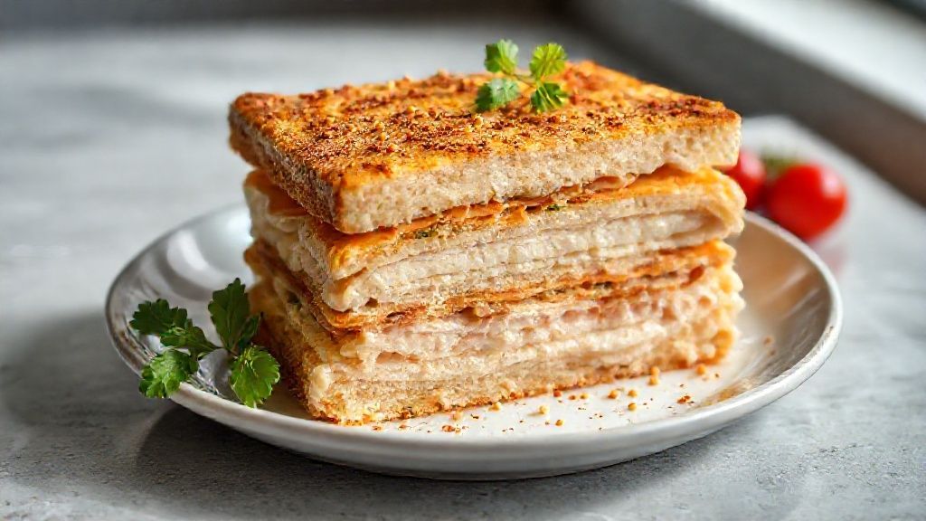 Torta fria de frango cremosa decorada com batata palha e cenoura ralada, pronta para servir