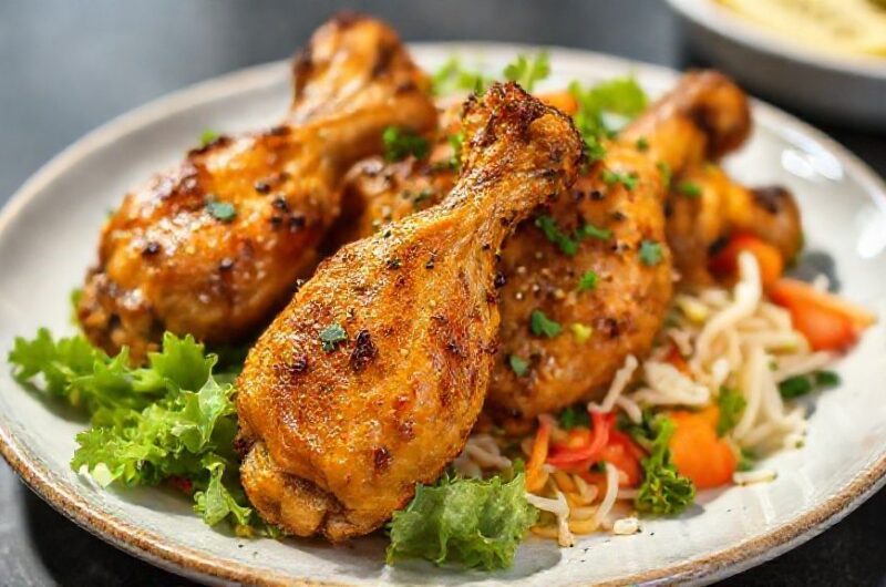 Asinhas de Frango Assadas com Salada de Legumes