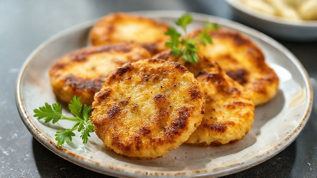 Bolinho de polvilho sem trigo dourado e crocante servido em prato rústico, perfeito para o café da tarde