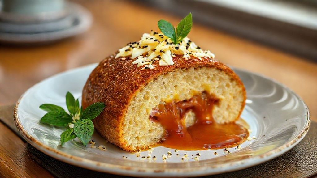 Bolo centenário dourado com goiabada e queijo derretido, servido em fatias, representando a combinação clássica brasileira
